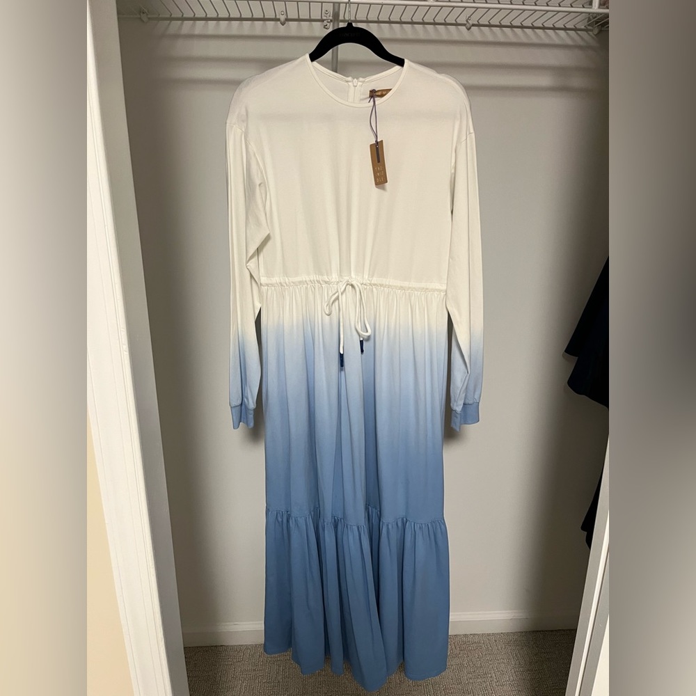 Ombré blue and white drawstring dress